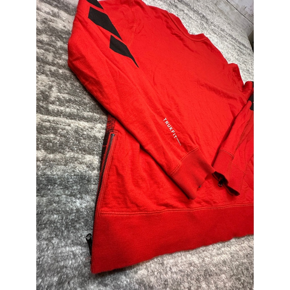 Trukfit‎ Sweatshirt Mens Small Red Praying Hands Graphic Side Zip All Over Print - Picture 14 of 15
